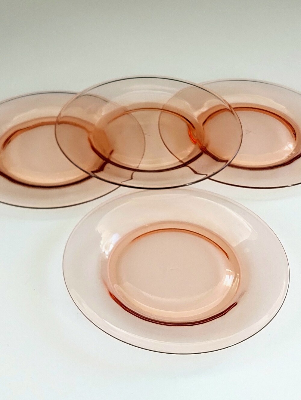 Vintage Pink Depression Glass Bread Dessert Plates 6.25” Set of 4